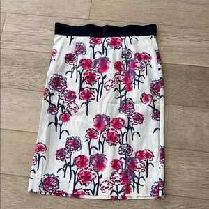 Tanya Taylor White and Pink Floral Pencil Skirt